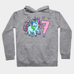 I am 7 with unicorn - girl birthday 7 years old Hoodie